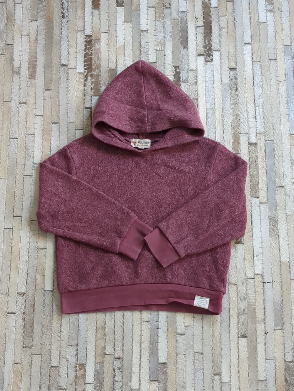 Mollusk Kids Size 10 Dusty Maroon Pink Softest Hooded Sweatshirt